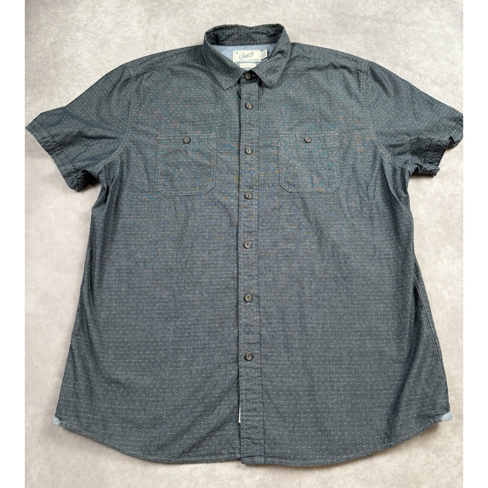 Grayers Men's Sz XL Gray Dot Short Sleeve Button Up Shirt‎ Casual Work Outdoors